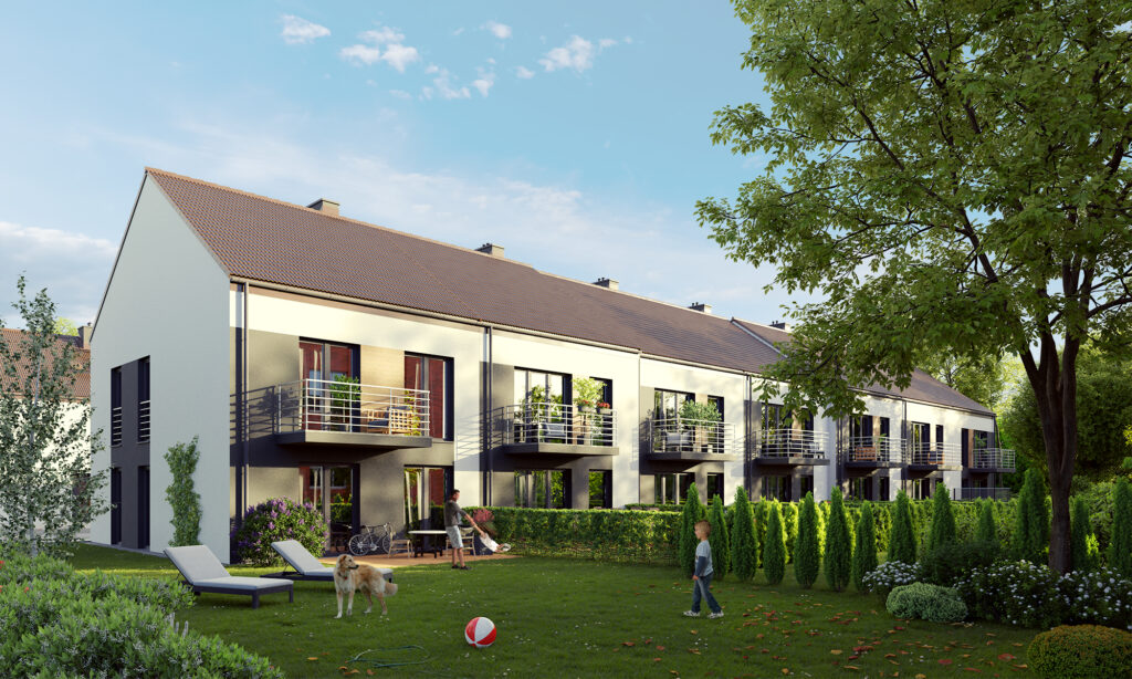 Wizualizacja osiedla domów szeregowych pod Tarnowskimi Górami - Osiedle Parkowe